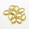 Golden Tone Brass Glass Teardrop Links connectors GLAA-J010A-HF18-G-1