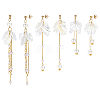 3 Pairs 304 Stainless Steel Flower Tassel Stud Earrings EJEW-PH01461-6