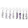 Natural Amethyst & Fluorite & Blue Lace Agate Chip Dangle Earrings Set for Women EJEW-JE06245-04-2