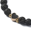 Natural Lava Rock Round Beaded Bracelets BJEW-JB09881-07-3