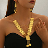 Vintage Brass Rectangle with Rose Tassel Earrings & Necklaces Sets for Women ZM7021-4