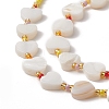 Natural Shell Heart & Glass Seed Beaded Necklace & Stretch Bracelet SJEW-JS01272-5