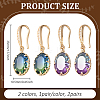 2 Pairs 2 Colors Brass Cubic Zirconia Dangle Earrings EJEW-GO0002-18-2