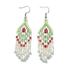 Natural Green Aventurine Rhombus Dangle Earrings EJEW-MZ00567-04-2