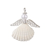 3Pcs 3 Styles Natural Shell Angel Pendants PALLOY-JF02833-2