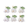 White Lily Flower Charms & Flora Leaves Beads PALLOY-JF02543-1