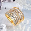 Brass Micro Pave Clear Cubic Zirconia Finger Rings for Women RJEW-R011-11G-01-1