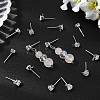 SHEGRACE Brass Clear Cubic Zirconia Square Stud Earring Findings XGR0103P-115P-5