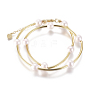 Shell Pearl Wrap Bracelets BJEW-E284-03E-1