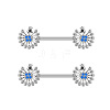 304 Stainless Steel Micro Pave Royal Blue Cubic Zirconia Nipple Rings WGA4B87-01-1