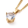 Clear Cubic Zirconia Pendant Necklace NJEW-A004-28G-1