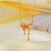 Brass Micro Pave Clear Cubic Zirconia with Enamel Pendant Necklaces for Women FS-WG014CD-01-1