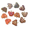 Baking Paint & Golden Metal Enlaced Glass Pendants GL-CBA010C-05G-1