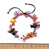 Halloween Handmade Lampwork Ghost Pumpkin Bat Braided Bead Bracelets BJEW-TA00771-4