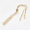 Adjustable Brass Micro Pave Cubic Zirconia Chain Bracelet Making X-ZIRC-T004-39G-2