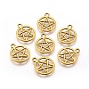 Tibetan Style Alloy Flat Round with Star Charms X-TIBEP-5248-AG-LF-1