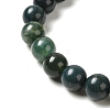 Natural Moss Agate Beaded Stretch Bracelets B072-5-2