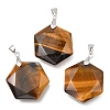 Faceted Natural Tiger Eye Pendants G-F340-03H-1