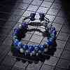 Natural Lapis Lazuli Braided Bead Bracelet BJEW-SW00001-10-4