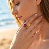304 Stainless Steel Enamel Cuff Open Rings for Women WGFF25C-01-1