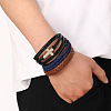 3Pcs Braided PU Leather Cord Bracelets FS-WG46779-04-1