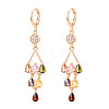Teardrop Brass Micro Pave Cubic Zirconia Dangle Leverback Earrings EJEW-N058-16G-2