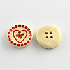 4-Hole Printed Wooden Buttons BUTT-R032-078-2