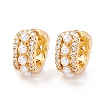 Real 18K Gold Plated Hollow Chunky Cubic Zirconia Huggie Hoop Earrings EJEW-I260-05G-NR