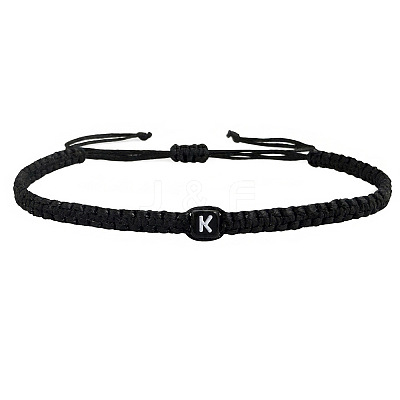 Adjustable Handmade Woven Waxed Cord Braided Bracelets with Acrylic Letter Beads LS-OI4298-11-1