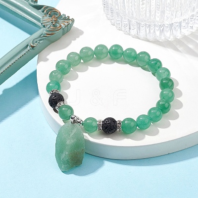 Natural Green Aventurine Beaded Stretch Bracelets BJEW-JB10070-02-1