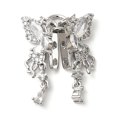 Brass Micro Pave Cubic Zirconia Slide Charms KK-G503-37P-03-1