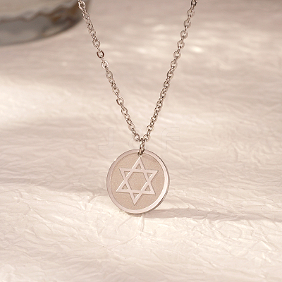 Stylish 304 Stainless Steel Star of David Pendant Necklace for Women's Daily Wear LS-NW9851-2-1