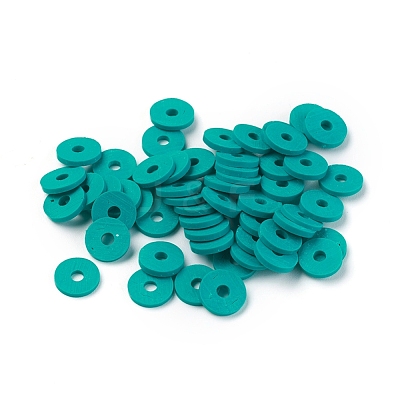 Flat Round Handmade Polymer Clay Beads CLAY-R067-8.0mm-07-1