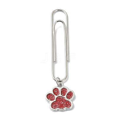 Dog Paw Print Alloy Enamel Pendant Bookmarks AJEW-JK00304-1