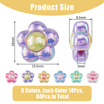 84PCS 6Colors Opaque Acrylic Beads SACR-DC0001-14-1