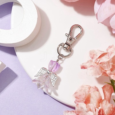 Angel Glass Pendant Decorations HJEW-JM01627-01-1