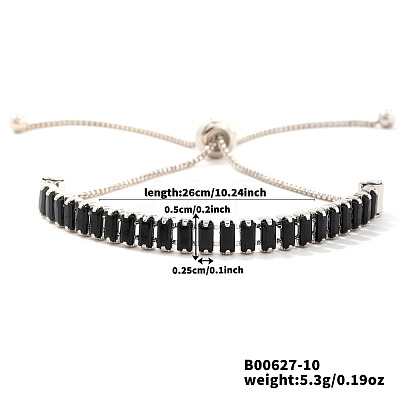 Adjustable Brass Pave Cubic Zirconia Slider Bracelets YT3648-2-1