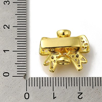 Rack Plating Brass Micro Pave Cubic Zirconia Fold Over Clasps KK-H485-35G-1