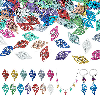 91Pcs 13 Colors Spray Paint 430 Stainless Steel Pendants STAS-TA0006-05-1