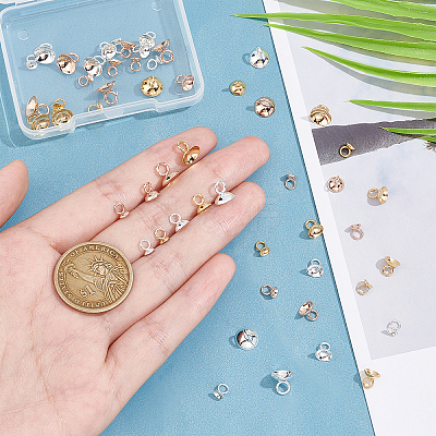 36Pcs 6 Style 201 Stainless Steel Bead Cap Pendant Bails STAS-DC0008-28-1
