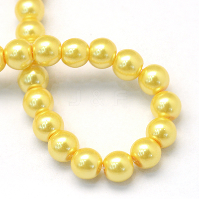 Baking Paint Pearlized Glass Pearl Round Bead Strands HY-Q003-10mm-67-1