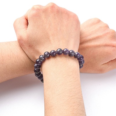 Natural Amethyst Beaded Stretch Bracelets B072-2-1