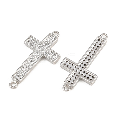 Brass Micro Pave Clear Cubic Zirconia Connector Charms CU-CBADC6C-07P-1