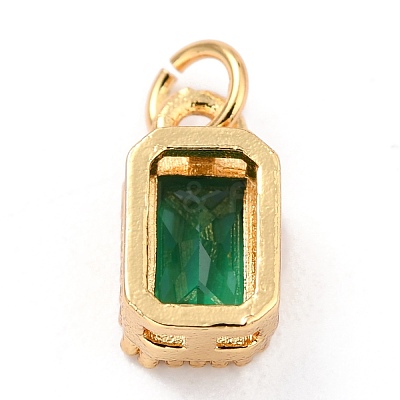 Real 18K Gold Plated Brass Inlaid Cubic Zirconia Charms ZIRC-L100-075G-02-1
