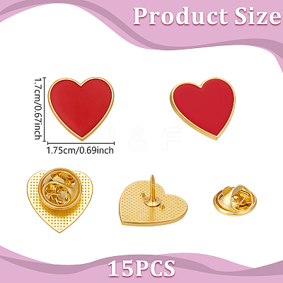 15Pcs Alloy Enamel Lapel Pin Backs Heart JEWB-UN0002-73-1