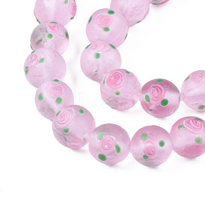 Handmade Frosted Lampwork Beads Strands LAMP-N021-39A-1