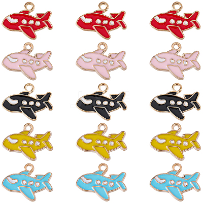 40Pcs 5 Colors Alloy Enamel Pendants ENAM-SC0008-19-1