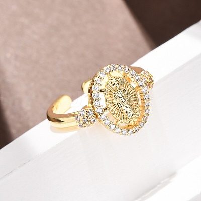 Religion Brass Micro Pave Cubic Zirconia Cuff Open Rings LS-RJEW-F204-06G-1