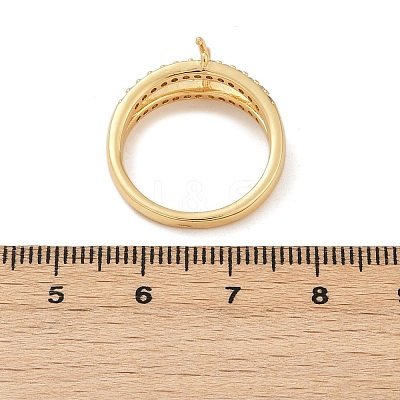 Brass Micro Pave Cubic Zirconia Finger Rings for Women RJEW-F182-02G-1