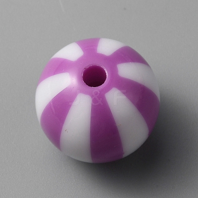 Opaque Acrylic Striped Beads LS-SACR-WH0009-10C-1